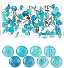 Decorative Push Pins, 80 pcs, 8 Unique Designs(Ocean Swirl), Cute Push Pins for 