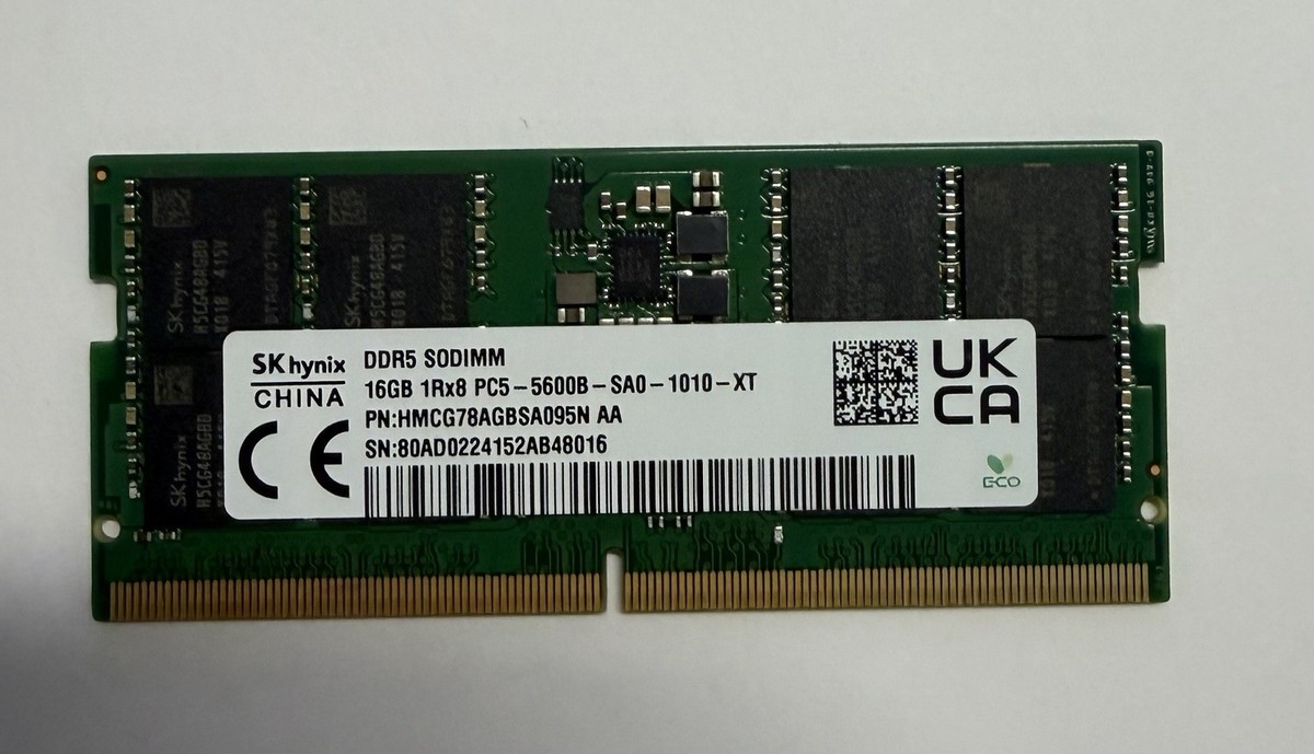 SK hynix 16GB 1Rx8 DDR5-5600 (PC5-44800) PC5-5600B SODIMM RAM