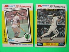(2) Cards 1982 Topps Kmart Pete Rose #24 and #44 Both NM+ Low $hip F0231