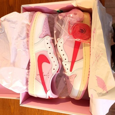 Travis Scott Nike Air Jordan 1 Low OG SP Herren UK 9,5 Pink White Cactus Jack