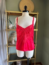 Vintage Vanity Fair Lace Cutout Camisole Tank Top Adjustable Red