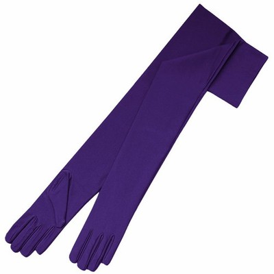 23.5'' Long 4-Way Stretch Matte Satin Dress Gloves Opera Length 16BL-Dark Purple