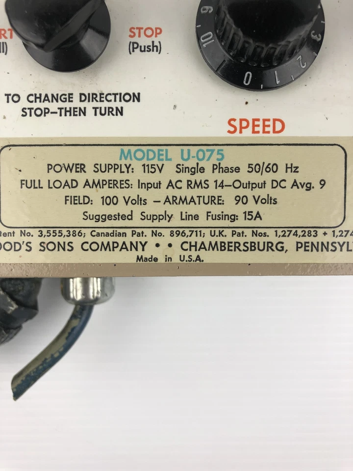 Control de accionamiento Wood's U-075 Ultracon SCR 115V 15A 1PH 50/60Hz Foto 2 de 4