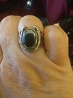 Native American Vintage Sterling Silver Navajo Hematite Stone Ring Size 8.75