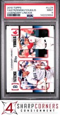2010 TOPPS LEGENDARY LINEAGE #LL29 YASTRZEMSKI/YOUKILIS POP 3 PSA 9