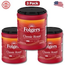 (3 PACK) Folgers Classic Roast Ground Coffee, Medium Roast, 9.6 oz Canister 10.33 per pound