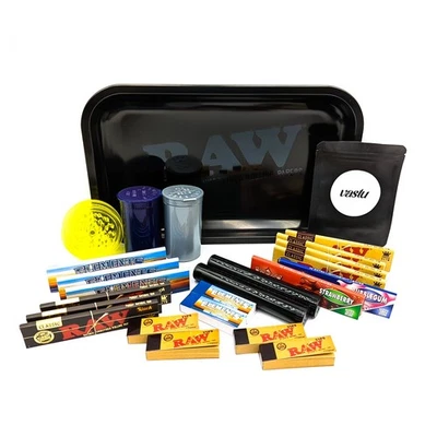 OLIVASTU Raw Camo Murder Matte Rolling Tray Set Big Bundle Papers Tips Pop Tops Gift Set