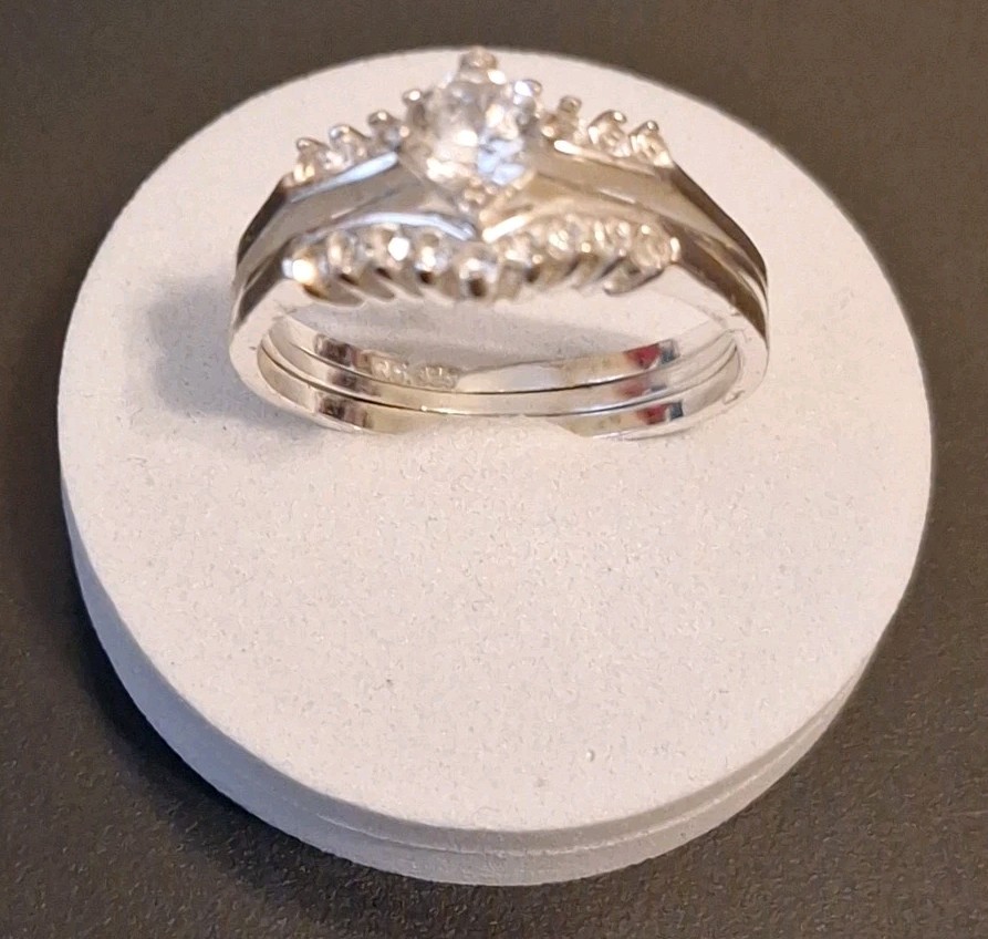 Signed Sterling 925 interchangeable Round Solitai… - image 1