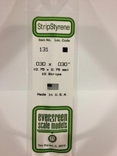 Evergreen Scale Models Styrene Strip .030 x .030 10 pcs  131