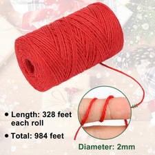 Colored Jute Twine, 3 Rolls 984 Feet 2mm Red Green Brown Jute String, Christm...