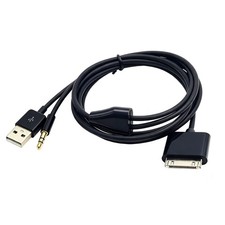 New 30pin Dock To 3.5mm Car AUX Audio USB charger Cable For iPod iPhone 3G 4G