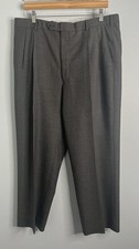 Brooks Brothers Gray 100 Wool Pleated Cuffed Pants Made In Italy