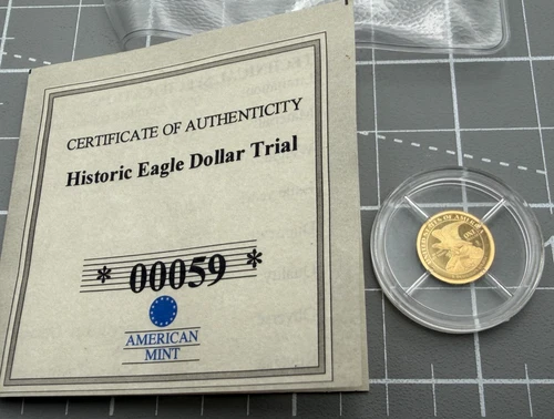 American Mint 1808 Capped Bust Quarter Eagle Trial .585 Gold Coin 1/2 gram w/COA