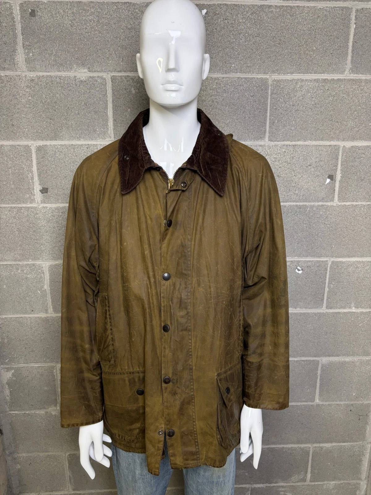 Barbour Classic Beaufort Waxed Jacket Olive Brown Made in England (XL) image 2