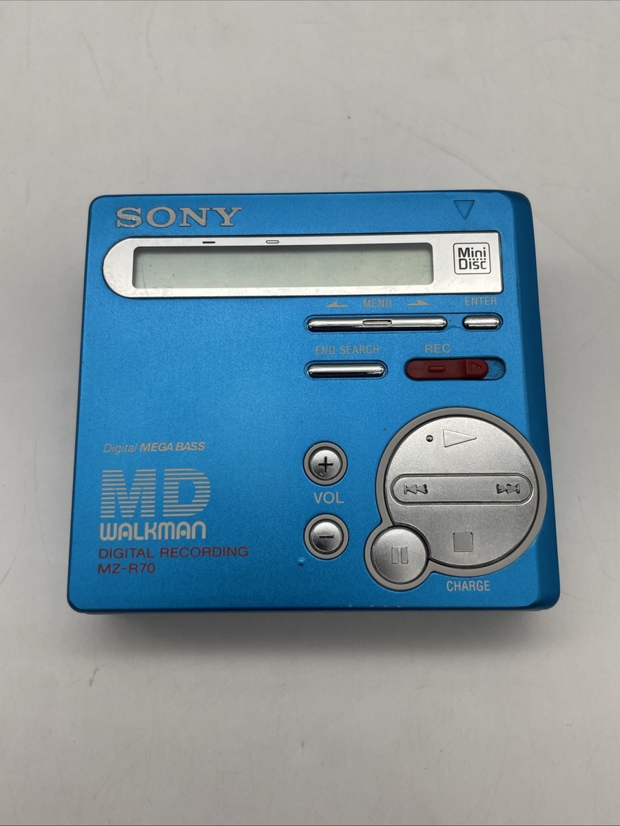 Sony Minidisc MZ-R70 Blue Walkman Recorder w/ Accessories & Blank