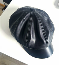 Schwarze Leder Schiebermütze Unisex Einheits...