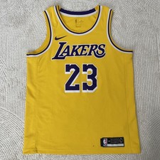 Los Angeles Lakers LeBron James Nike Dri-Fit Gold Swingman Jersey Sz. Large