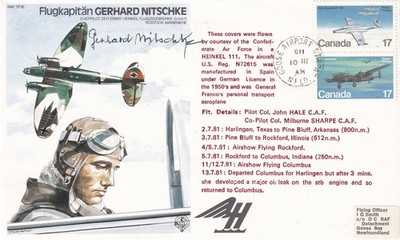Heinkels Testpilot RAF signiert Gerhard Nitschke German Heinkels Chief Test Pilo
