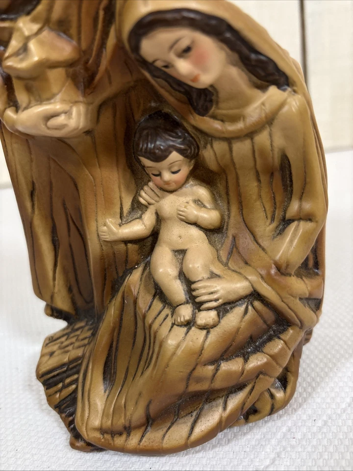 Estatua vintage de la Natividad Jesús María José Sagrada Familia religiosa católica Foto 2 de 4