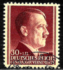 HICK GIRL-USED  POLAND  OCCUPATION  STAMPS  SC#NB12    ADOLF  HITLER       X4436 — photo 1