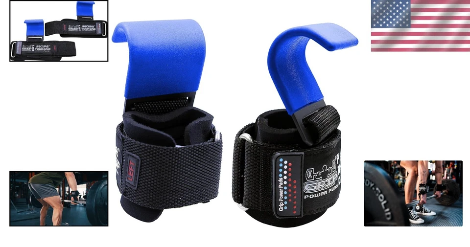 Heavy-Duty Weight Lifting Hooks with Padded Wrist Straps for Men & Women - Image 2 of 4