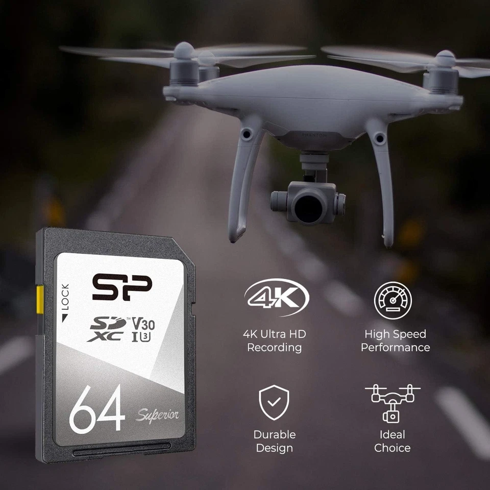 Silicon Power 64GB Superior UHS-1(U3) V30 SD Memory Card - Image 4 of 4