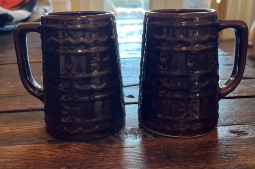 Vintage Marcrest Daisy Dot Mug Beer Stein Stoneware Pottery Brown Made In USA