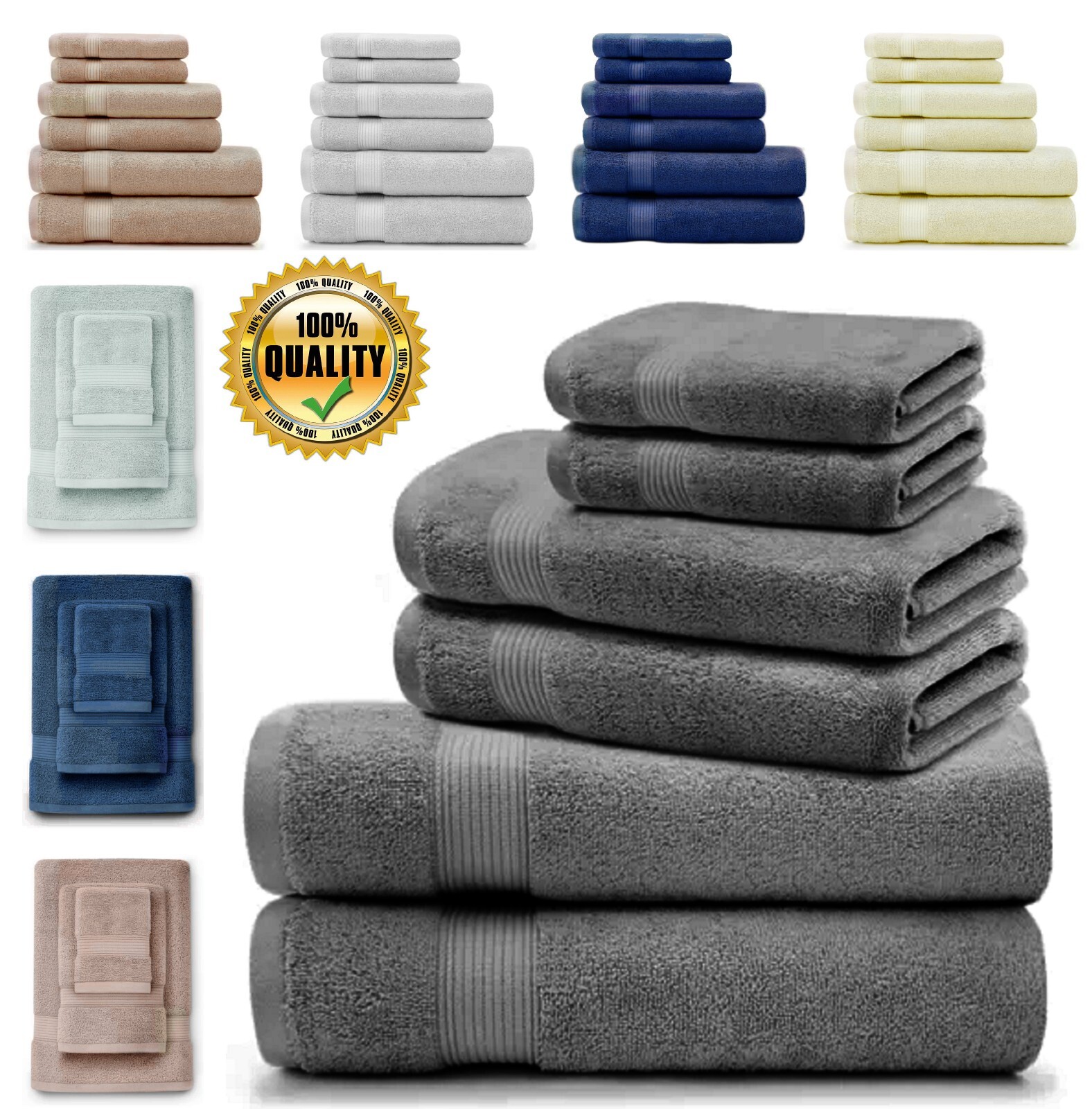 6 Piece Towels Bale Set 700GSM Super Soft 100 Egyptian Cotton Hotel