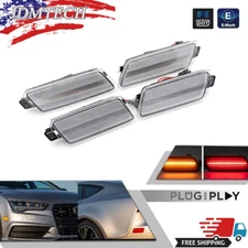 Clear LED Front&Rear Side Marker Lights Set For Audi A7 S7 RS7 Quattro 2012-2018