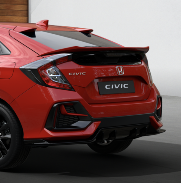 Honda Civic 1620my Fk7 Hatchback Lower Tailgate Spoiler Rallye Red