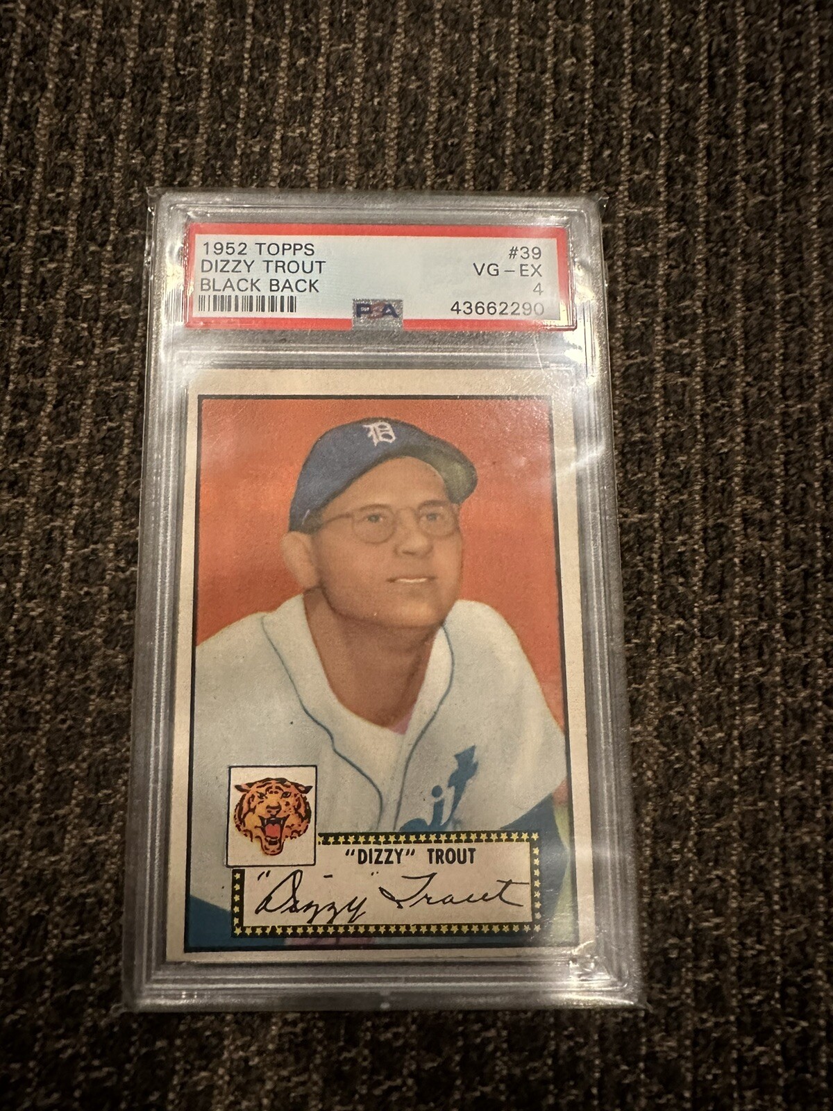 1952 Topps DIZZY TROUT 39 Black Back PSA 4 (VG/EX) Tigers BASEBALL