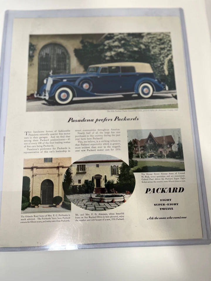1936 Packard Pasadena Convertible Sedan Ad - Annandale Country Club  - FN - Image 3 of 4