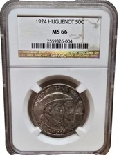 1924 MS66 NGC Huguenot Half Dollar 50c Coin