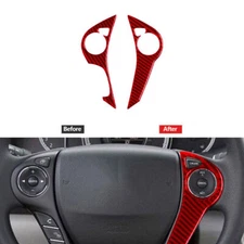 Red Carbon Fiber Steering Wheel Button TypeB Trim Cover For Honda Accord 2013-17