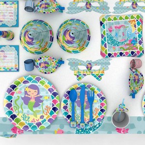 Mermaid Theme Birthday Party Supplies Favor Tableware Decor Banner