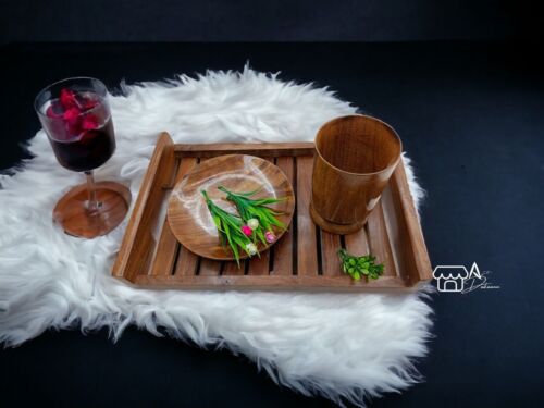 Handmade natural wood craft serving tray Give your kitchen a vintage look - Picture 1 of 7