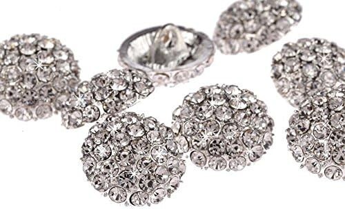 CraftbuddyUS DB18 10 Stck. 22 mm Diamant facettiert Kristall Knöpfe Silber Strass - Bild 3 von 3