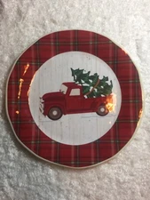 🎄Winter Wonder Lane Red Truck Melamine Round Platter 15"🎄