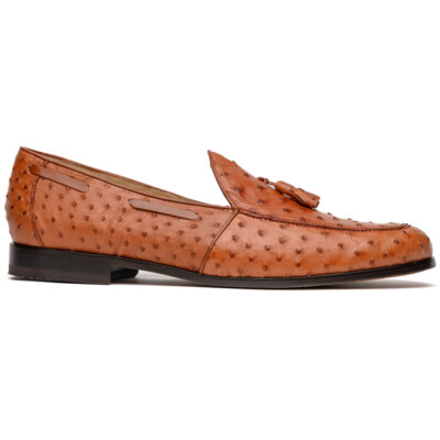 Stefano Ricci Ostrich Quill Genuine Brown leather Loafers Shoes size 9 Zelli Franco Ostrich Quill Tassel Loafer Brown - Sherman  main image 3