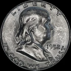 1952-S Franklin Half Dollar Silver UNC, Choice, S Over S, FBL, As Shown,  511