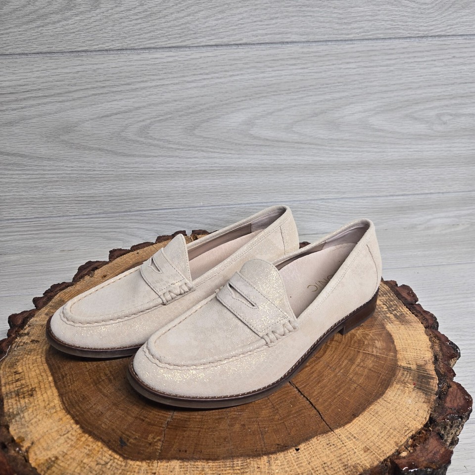 Vionic Waverly Loafers Nubuck Leather Off White Shoes Slip On VW17552