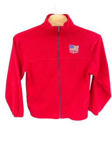TEAM USA 2015 Olympics Red Zip Up Fleece Jacket Sweater Size Large Made In USA - Picture 1 of 8