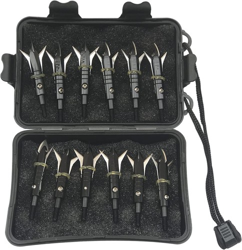 12pcs Retracted 402 Stainless Steel Blade Broadheads Compound Crossbow Arrow Tip - Picture 22 of 23