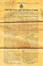 FOGLIO DEGLI ANNUNZI LEGALI DELLA PROVINCIA DI CATANIA - N. 90 / 8 MAGGIO 1903