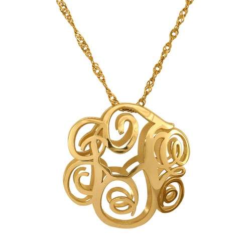 Personalized Gold or Sterling Silver 3D Custom Monogram Necklace For Her - Picture 8 of 12