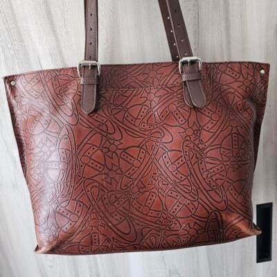バッグ Vivienne Westwood Big Orb Brown Tote Vivienne Westwood Women's Tote Bag Handbag Orb Pattern Leather