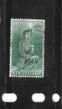 NEW ZEALAND SC #299 1953 3 SHILINGS QUEEN ELIZABET OLD DEFINITIVE USED STAMP