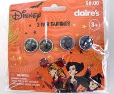 New Claire's Disney HOCUS POCUS Halloween 3 Pairs of Hypoallergenic Earrings