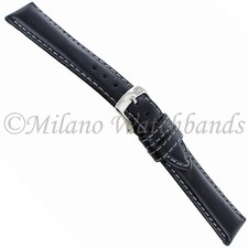 20mm Morellato Regatta Black Genuine Italian Leather Padded Stitched Watch Band
