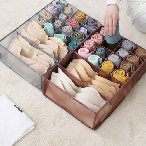 Drawers Divider Boxes - Underwear Socks Clothes Drawer Nylon Closet Organizer - Picture 1 of 19